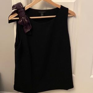Fully lined J Crew shell top with sequin bow, Size 8